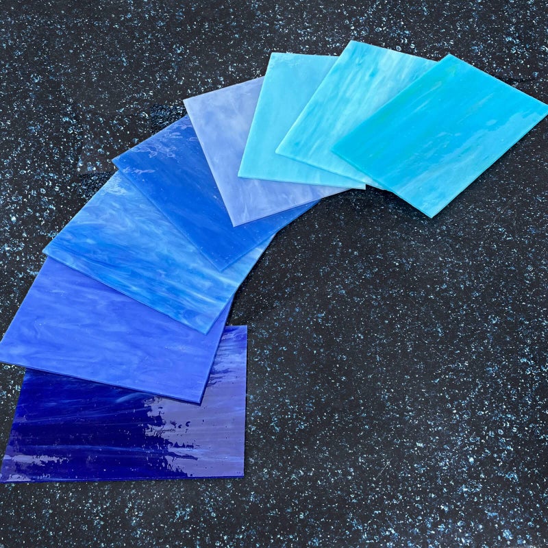 LITMIND 8 Sheets Blue Stained Glass Variety Pack, 4 x 6 Inch Mosaic Tiles for Crafts, Art Pack, Mixed Colors and Textures (Shades of Blue) - Image 5